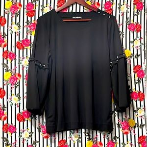 Karl Lagerfeld black with pearl beads blouse, women size medium